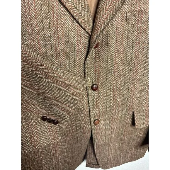 Harris Tweed Pendleton Vintage Pure Scottish Wool Brown Blazer Suit Jacket 42/44